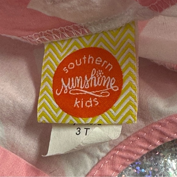 Southern Sunshine Kids 3T Pink White Chevron Ruffle Bell Sleeve Dress - Picture 7 of 8